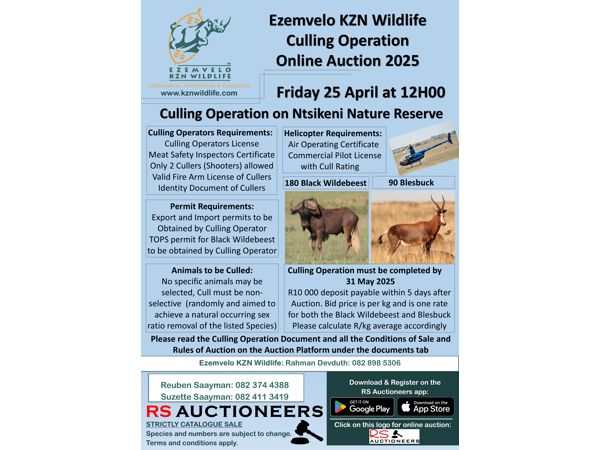 Ezemvelo KZN Wildlife Online Culling Operation